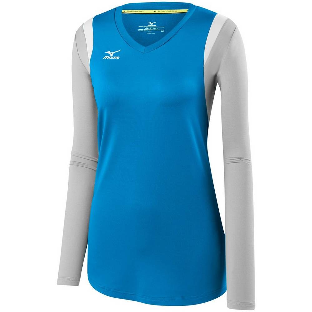 Jersey Mizuno Voleibol Balboa 5.0 Long Sleeve Para Mujer Azules/Plateados 4710359-FA